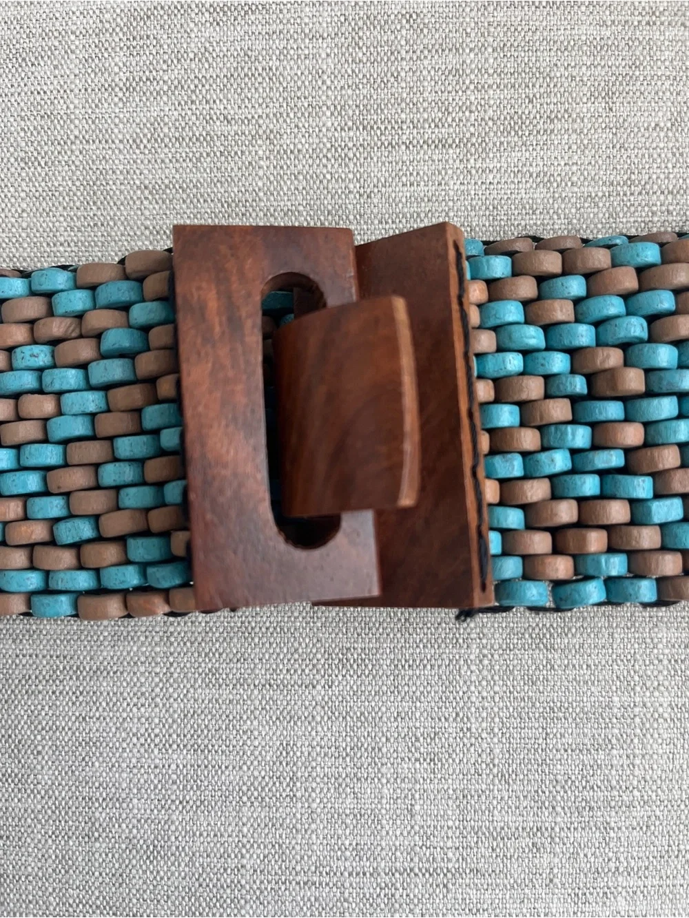 Vintage Boho Stretch Belt Gorgeous Wooden Clasp/Buckle